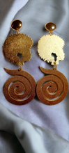 Load image into Gallery viewer, Large handmade wooden africa clip on earrings Kargo Fresh