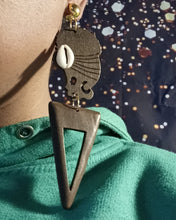 Load image into Gallery viewer, Large handmade wooden afrocentric tclip on earrings Kargo Fresh