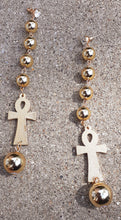 Load image into Gallery viewer, Large handpainted handmade gold Ankh Earrings Kargo Fresh