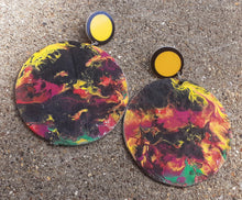 Load image into Gallery viewer, Large handpainted wooden Hoop Earrings Kargo Fresh