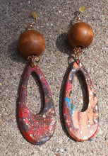 Load image into Gallery viewer, Large handpainted wooden Hoop Earrings Kargo Fresh