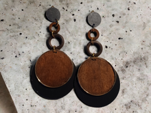 Load image into Gallery viewer, Large handpainted wooden clip on earrings Kargo Fresh