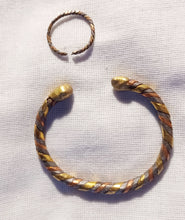 Load image into Gallery viewer, Mens vintage brass and coppee bangle and ring set free size Kargo Fresh