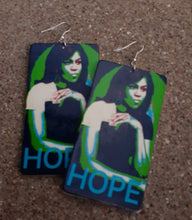 Load image into Gallery viewer, Michelle Obama wooden HOPE dangle Earrings Kargo Fresh