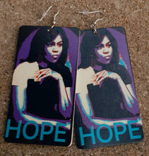 Load image into Gallery viewer, Michelle Obama wooden HOPE dangle Earrings Kargo Fresh