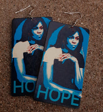 Load image into Gallery viewer, Michelle Obama wooden HOPE dangle Earrings Kargo Fresh