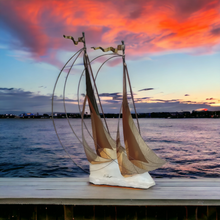 Load image into Gallery viewer, Mid century Brass Sailboat Sculpture Signed J. Demott 1960s era Kargo Fresh