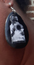 Load image into Gallery viewer, Miles Davis Tribute Large Wooden Dangle Pop Art Earrings Kargo Fresh