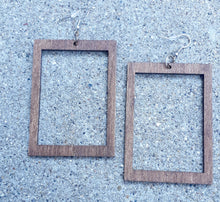 Load image into Gallery viewer, Minimalist Design Natural Wood Square Hoops Earrings Kargo Fresh