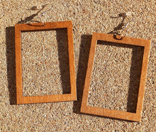 Load image into Gallery viewer, Minimalist Design Natural Wood Square Hoops Earrings Kargo Fresh