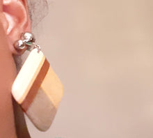 Load image into Gallery viewer, Natural Tri Color Wood Clip On Earrings Kargo Fresh