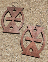 Load image into Gallery viewer, Natural Wood Adinkra Symbol Earrings Kargo Fresh