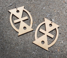 Load image into Gallery viewer, Natural Wood Adinkra Symbol Earrings Kargo Fresh