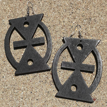 Load image into Gallery viewer, Natural Wood Adinkra Symbol Earrings Kargo Fresh