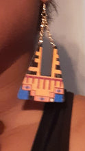 Load image into Gallery viewer, Natural Wood Kente Design Clip On Earrings Kargo Fresh