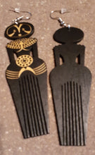 Load image into Gallery viewer, Natural Wooden Afro Pick Earrings Kargo Fresh