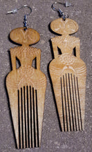 Load image into Gallery viewer, Natural Wooden Afro Pick Earrings Kargo Fresh