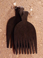 Load image into Gallery viewer, Natural Wooden Afro Pick Earrings Kargo Fresh