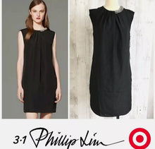 Load image into Gallery viewer, Phillip Lim Classic Black Crepe with Embellished Collar Sheath Dress Size Small Kargo Fresh