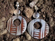 Load image into Gallery viewer, Abstract handpainted Mudcloth print Wooden Clip On Earrings