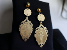 Load image into Gallery viewer, Clip on Abstract Handpainted Ankh Earrings