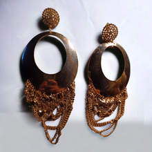 Load image into Gallery viewer, Extra large Industrial Abstract Brass Clip on Earrings