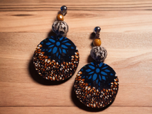 Load image into Gallery viewer, Handmade Wooden ankara clip on earrings