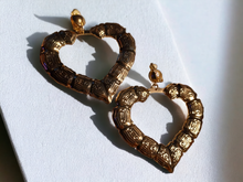 Load image into Gallery viewer, Large clip on bamboo heart earrings