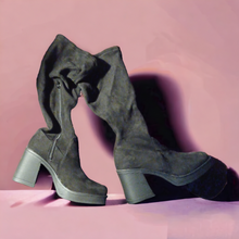 Load image into Gallery viewer, Stretch Faux Suede Knee High Block Heel Boots 12 NWT