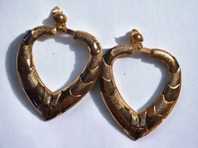 Load image into Gallery viewer, Large heart bamboo clip on earrings