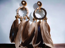 Load image into Gallery viewer, Handmade large clip on feather earrings