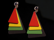 Load image into Gallery viewer, Afrocentric Wooden Handmade Clip On Earrings