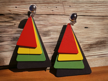 Load image into Gallery viewer, Afrocentric Wooden Handmade Clip On Earrings