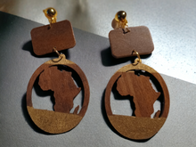 Load image into Gallery viewer, Handmade afrocentric Africa clip on earrings