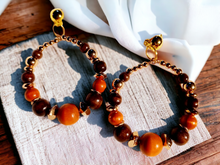 Load image into Gallery viewer, Handmade boho wood bead clip on hoops