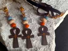 Load image into Gallery viewer, Clip on Handmade Ankh Necklace Set with Clip on Earrings