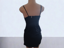Load image into Gallery viewer, Charlotte Steffenson Satin Draped Front Black Mini dress XS