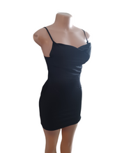 Load image into Gallery viewer, Charlotte Steffenson Satin Draped Front Black Mini dress XS