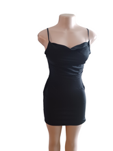 Load image into Gallery viewer, Charlotte Steffenson Satin Draped Front Black Mini dress XS