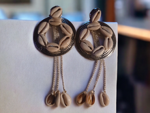 Load image into Gallery viewer, Handmade Clip on Abstract cowrie hoops