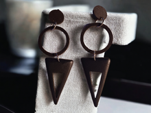 Load image into Gallery viewer, Handmade handpainted geometric Triangle clip on earrings
