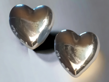 Load image into Gallery viewer, Large Silver acrylic clip on heart studs