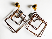 Load image into Gallery viewer, Gold metal Square multi hoop clip on earrings