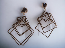 Load image into Gallery viewer, Silver metal Square multi hoop clip on earrings
