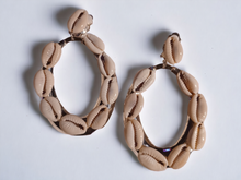 Load image into Gallery viewer, Handmade Clip on cowrie shell hoops