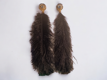 Load image into Gallery viewer, Handmade Feather clip on earrings 10 inch
