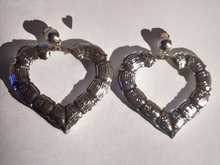 Load image into Gallery viewer, Large clip on bamboo heart earrings