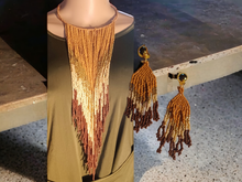 Load image into Gallery viewer, Handmade maasai cascading necklace and clip on earrings set