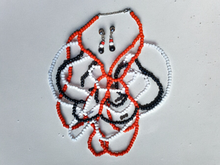 Load image into Gallery viewer, Avant garde wood bead collar necklace and earrings set