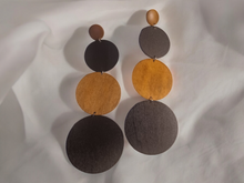 Load image into Gallery viewer, Handmade Extra Long Wooden Disc Earrings